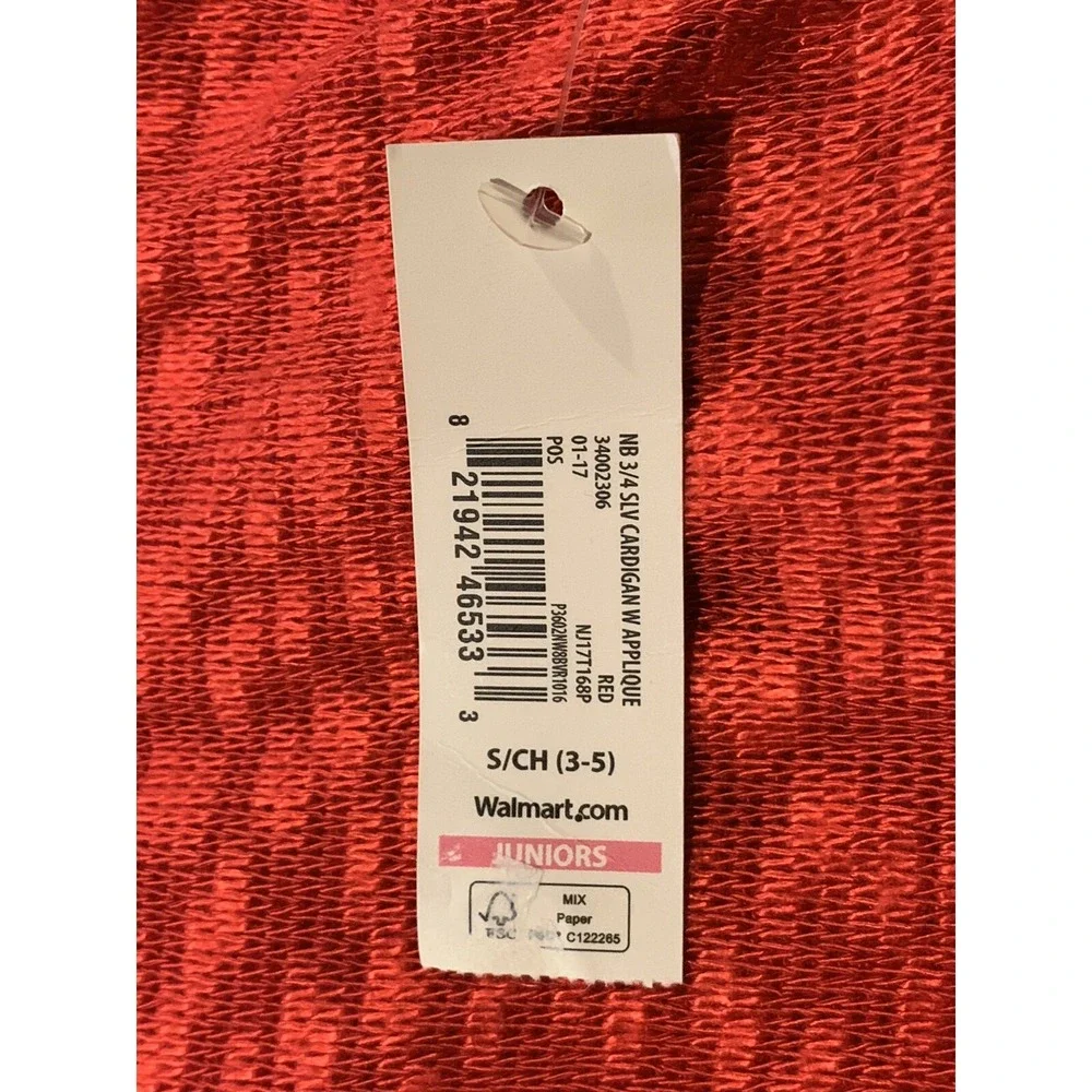No Boundaries Junior Heart Cardigan Red 3-5 New with Tags Lace